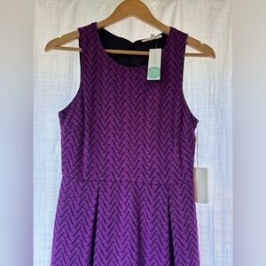41 Hawthorn NWT A-line Purple Chevron Pattern Dress with Pleats
